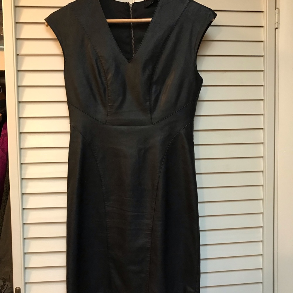 Olivaceous Black Faux Leather Bodycon Dress